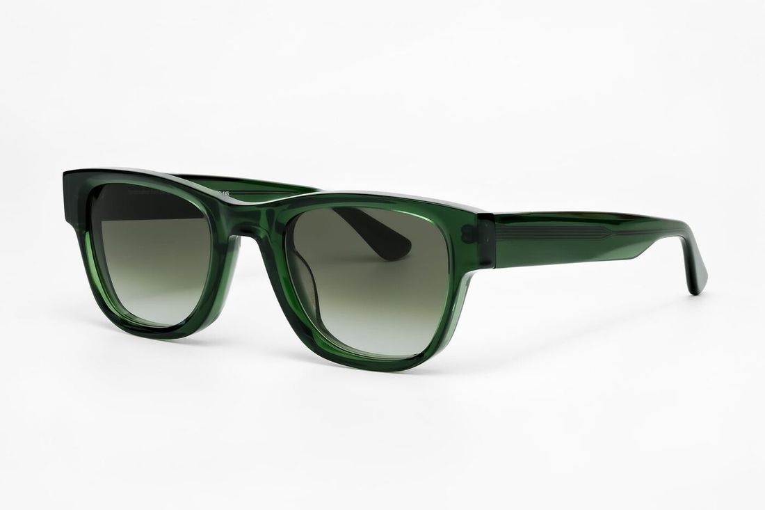 Waiting for the Sun Melissa sunglasses in green crystal acetate with green gradient lenses.